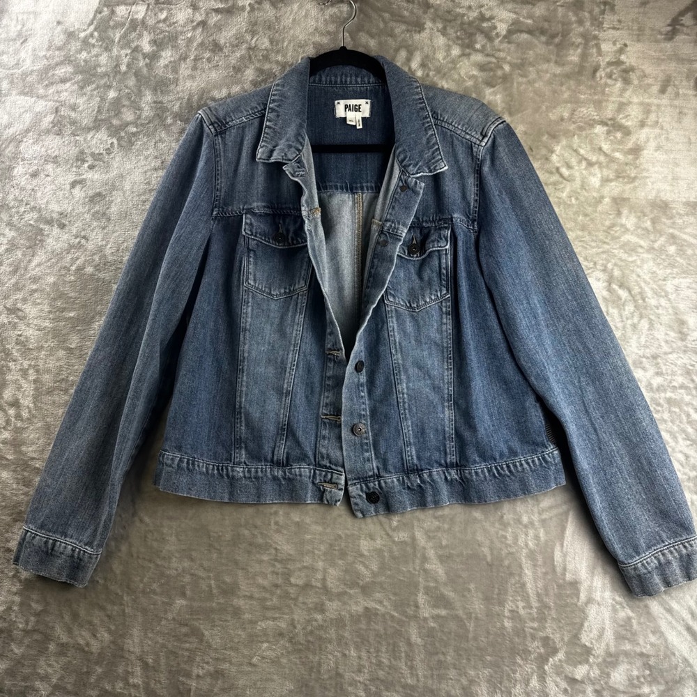 PAIGE Denim Jacket Women XL Blue Button Front Cotton Rayon 3467712-287 (1863)